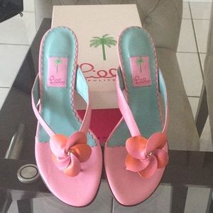 Lilly Pulitzer Pink Hibiscus High Heeled Sandals